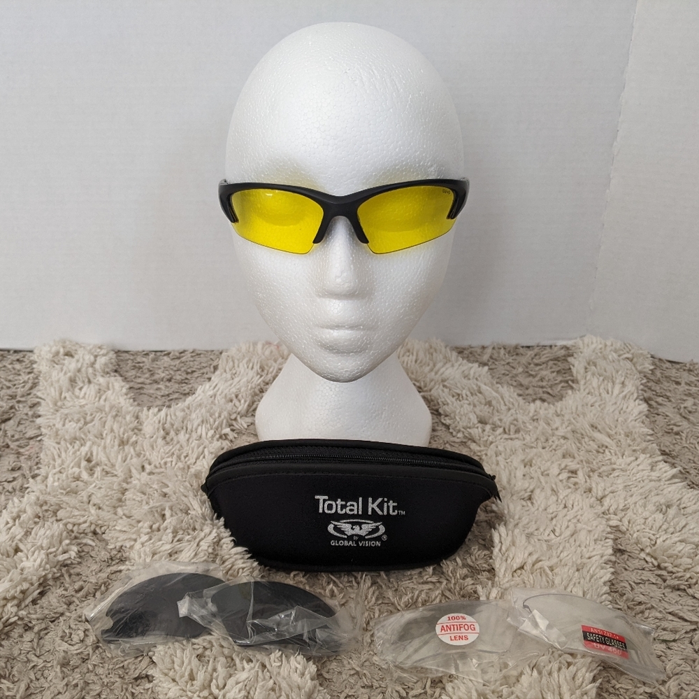 Global Vision Eyewear Total Kit Interchangeable Sunglass UV Blue Block Anti Fog